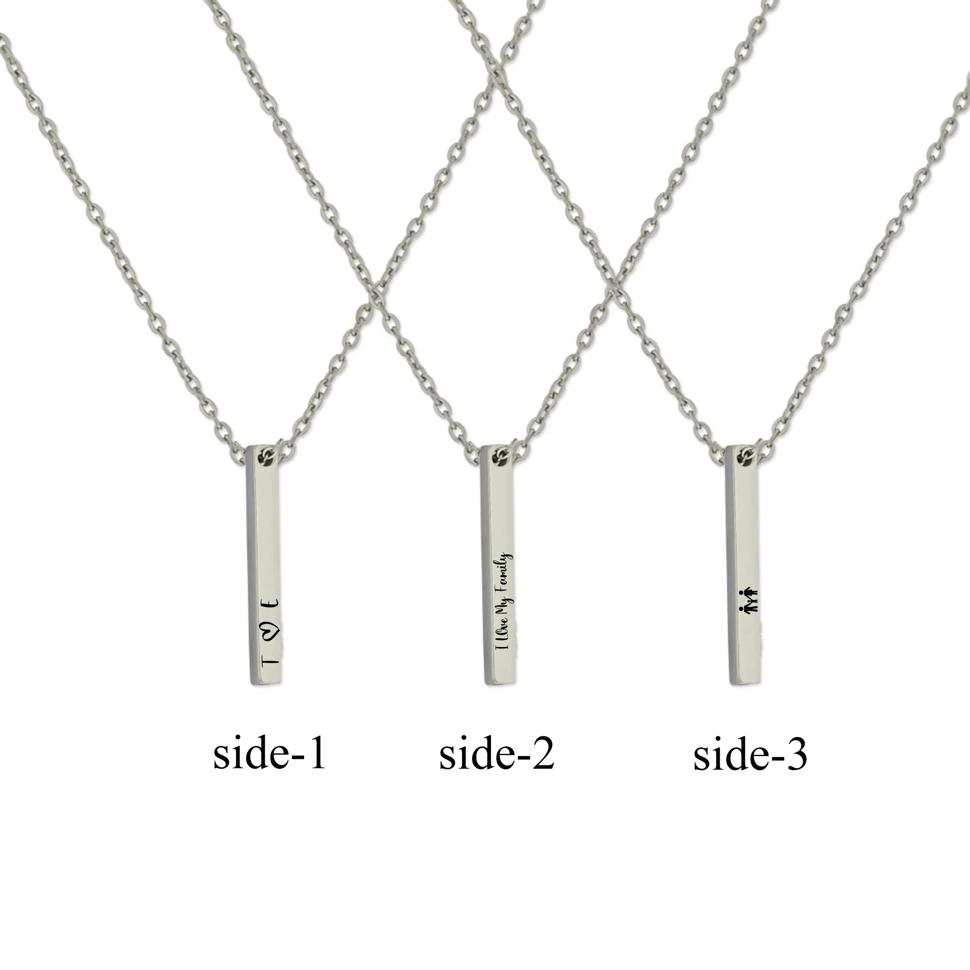 Engraved 3d Vertical Bar Necklace KCL 14