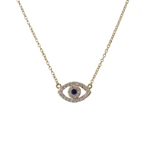 Evil Eye Sapphire Puff Necklace