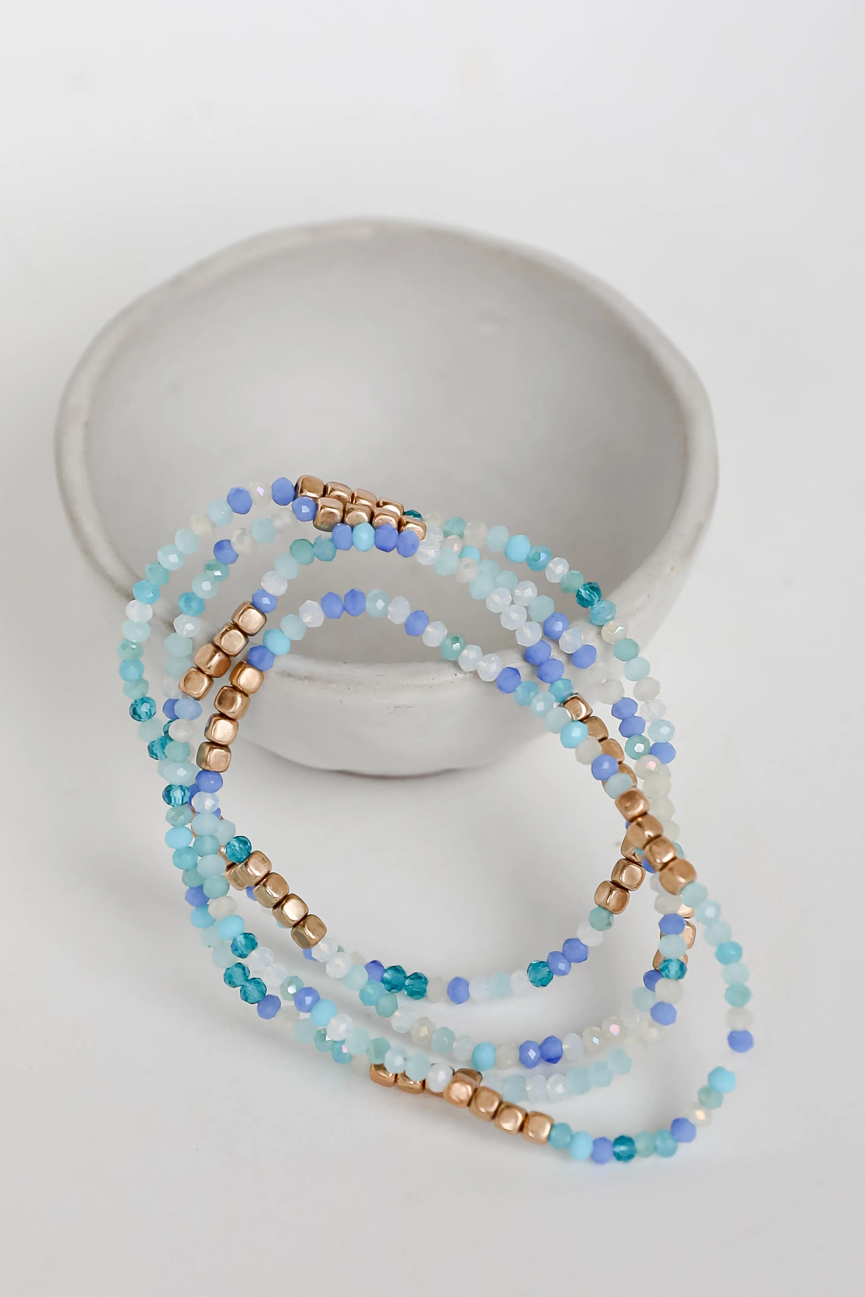 FINAL SALE - Olivia Blue Beaded Bracelet Set