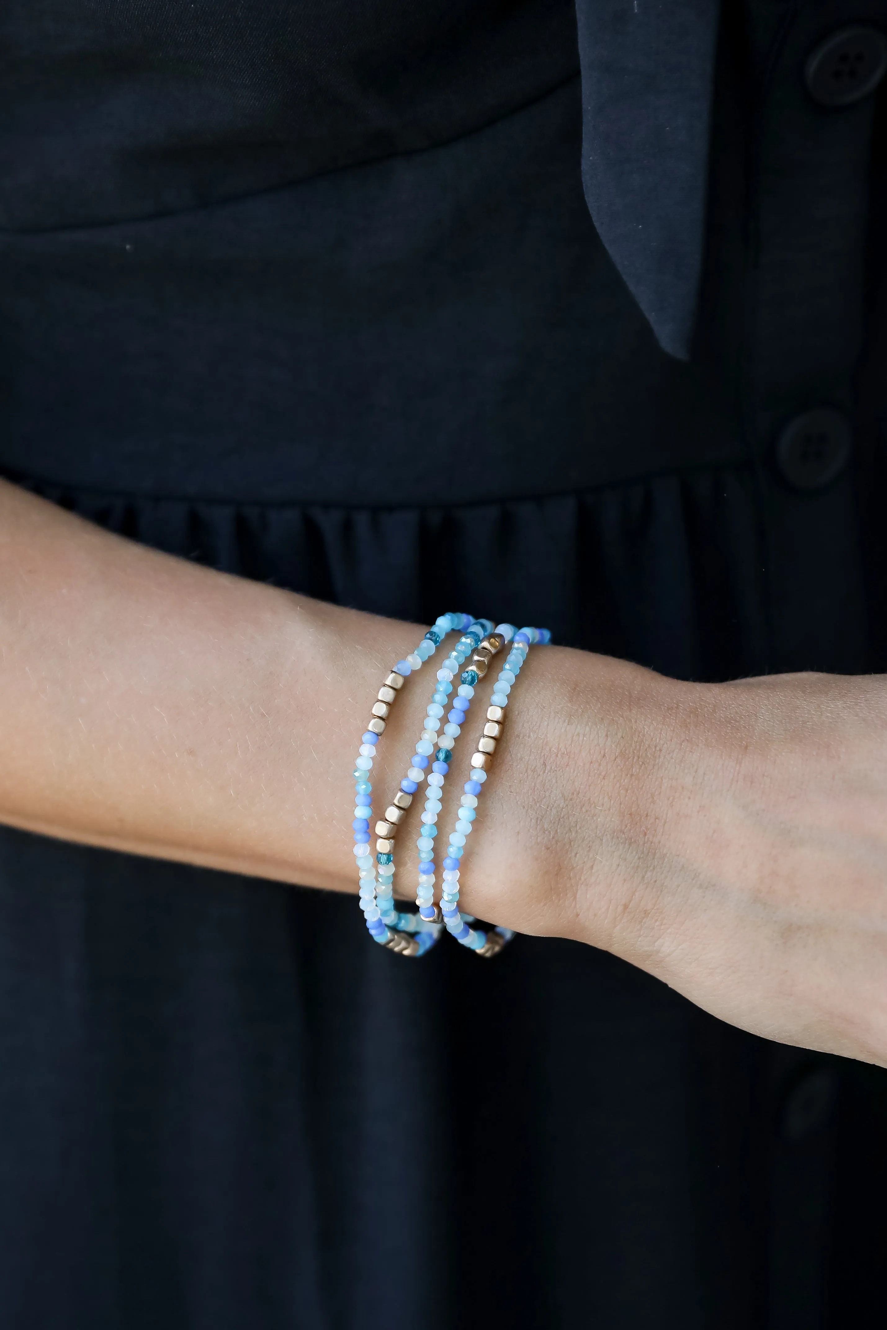 FINAL SALE - Olivia Blue Beaded Bracelet Set