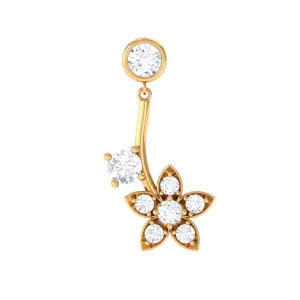 Genuine Diamond Floral Drop Earring for Cartilage Piercing