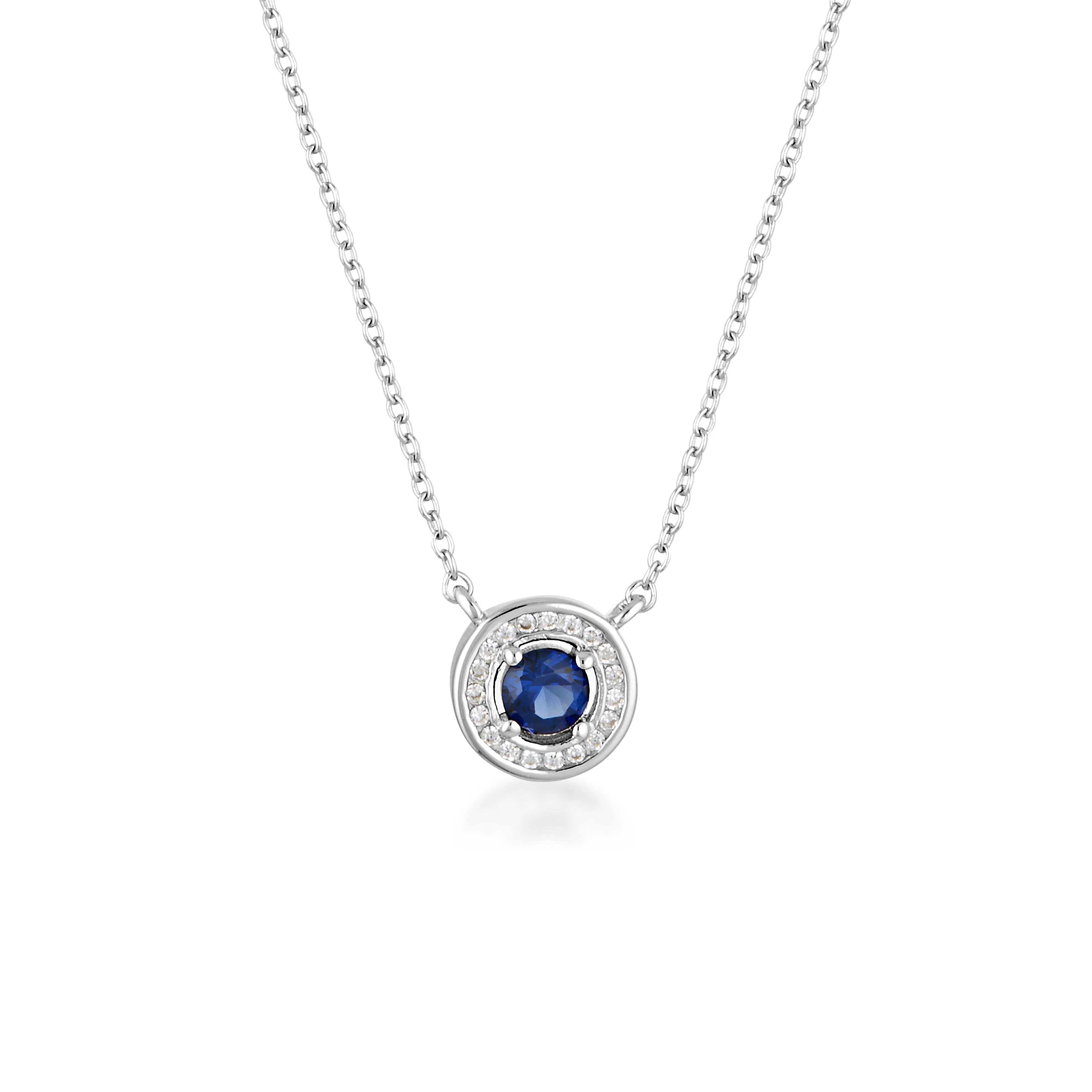 Georgini Milestone Sapphire Nano & White Cz Halo Pendant