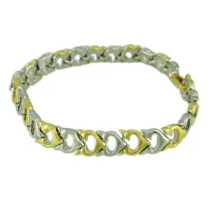 Gold and Silver Open Hearts Link Bracelet - BT401