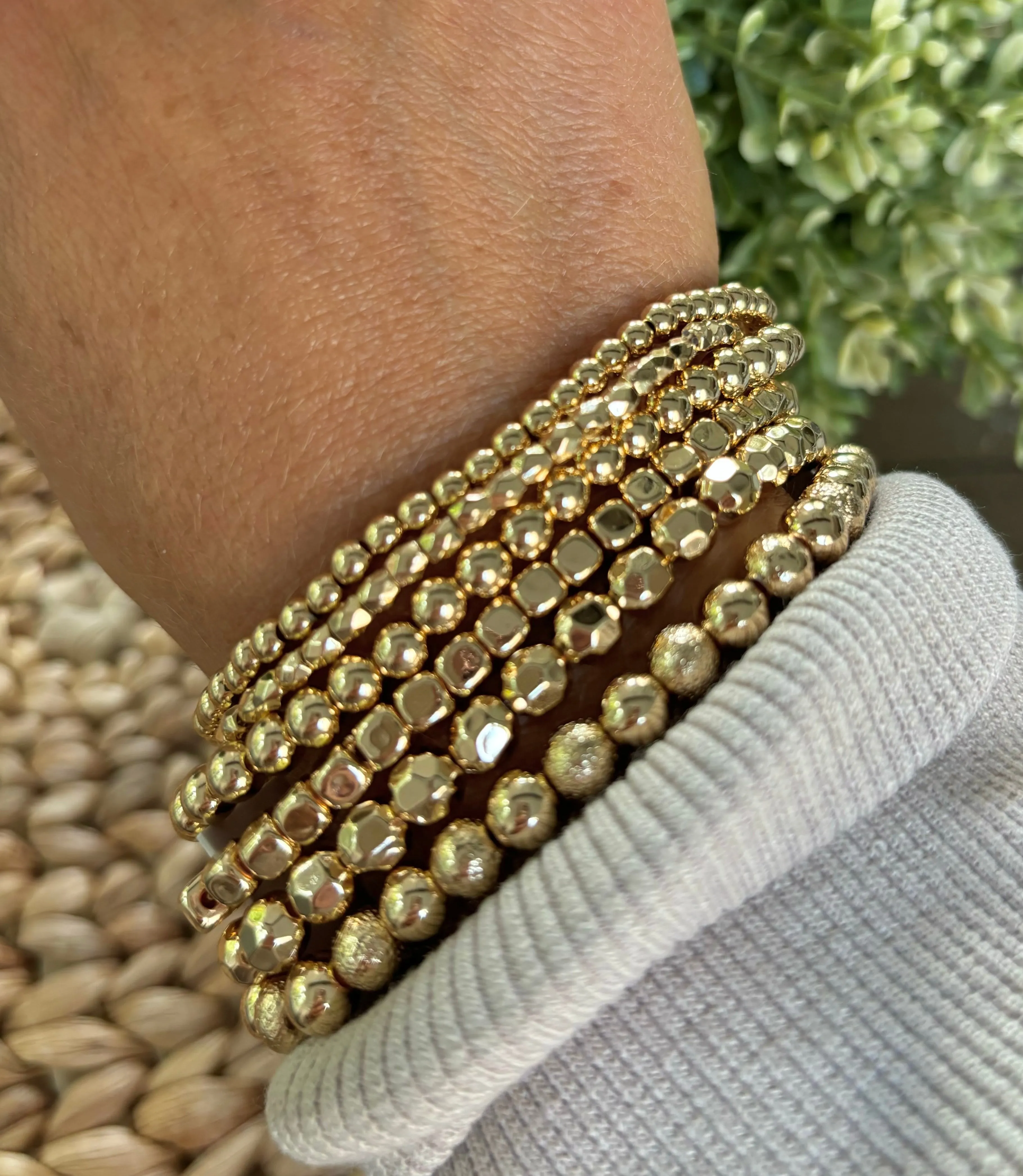 Gold Beaded Bracelet Stack