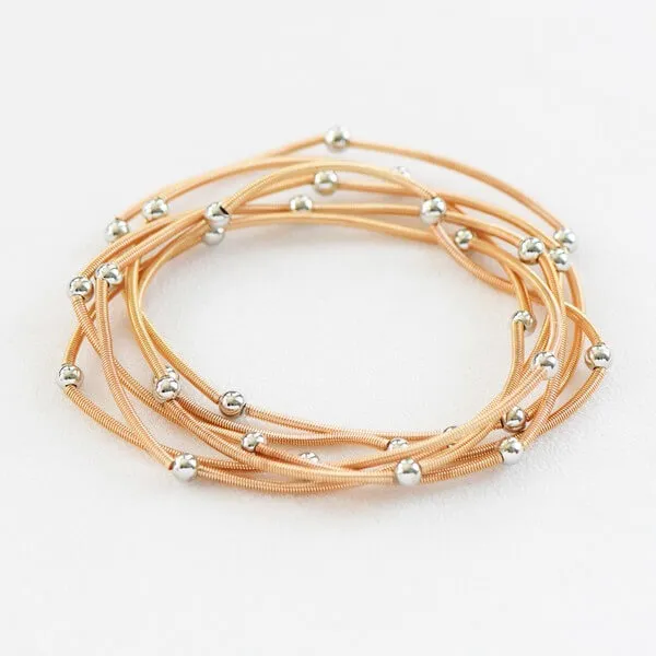 Gold Beaded Guitar String Bracelet Set