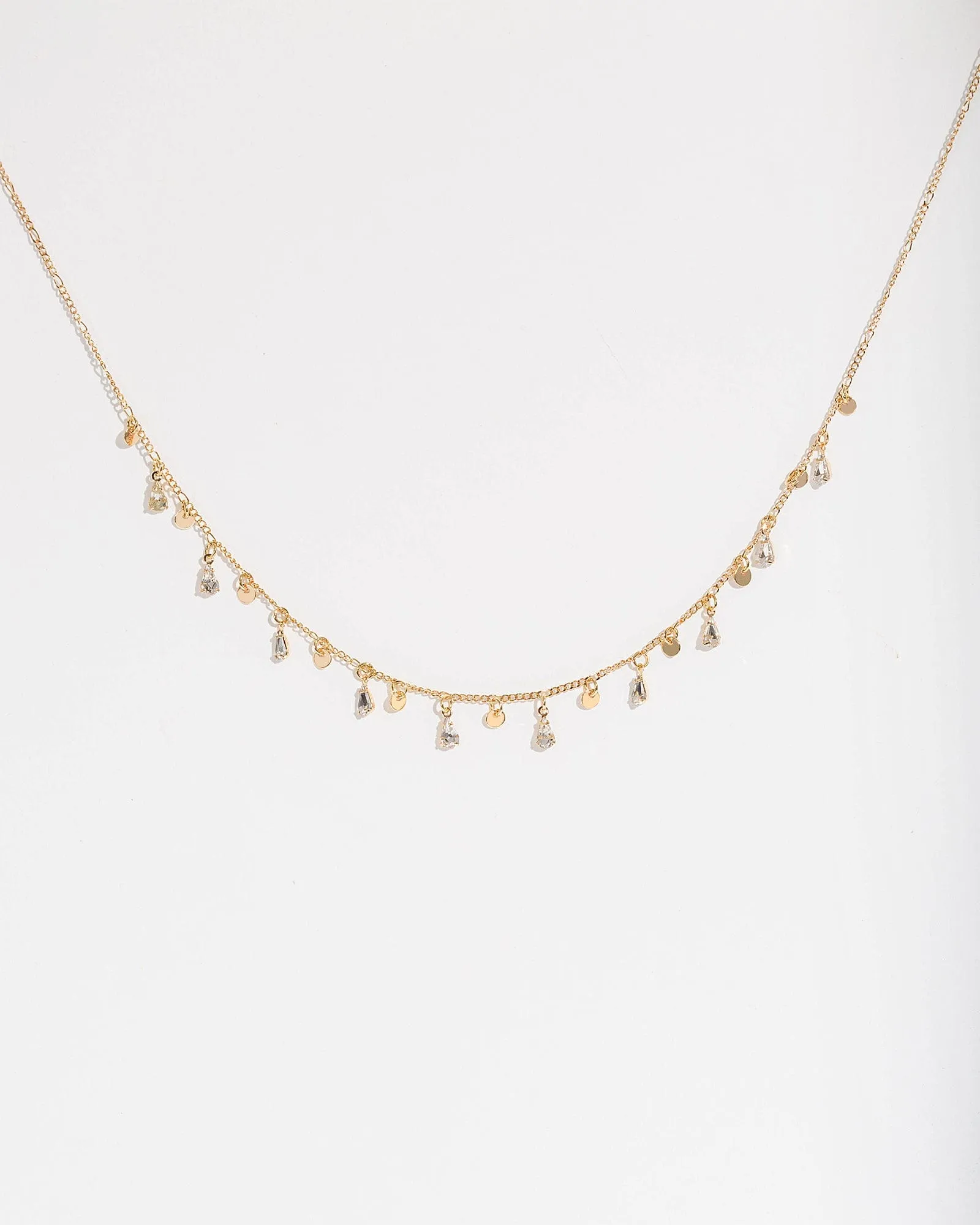 Gold Crystal Disc Fine Necklace