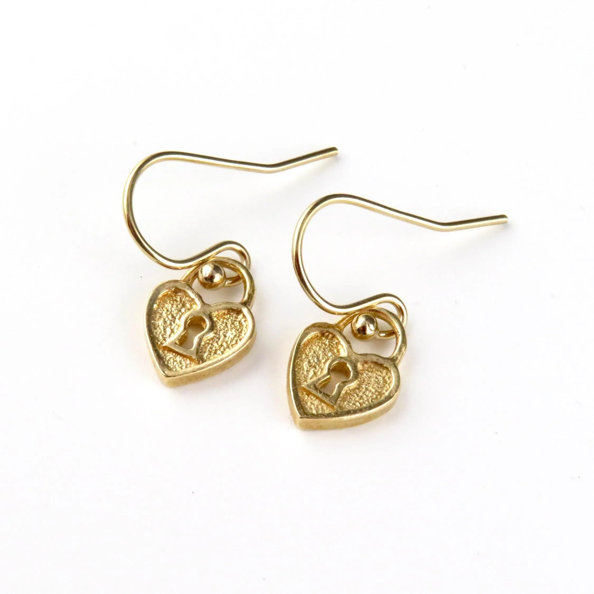 Gold Heart Lock Earrings