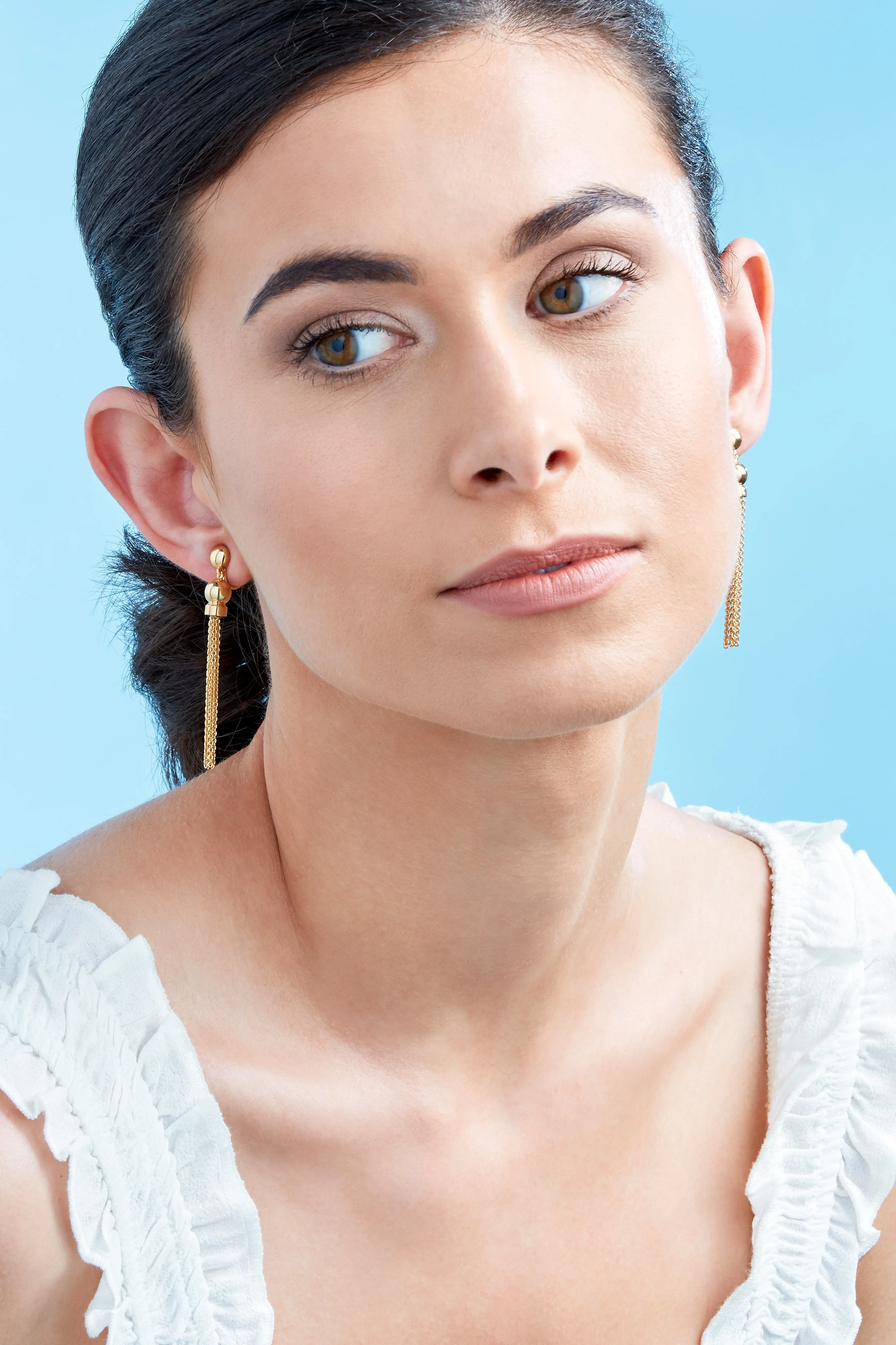 Gold Tassel Clip Earrings