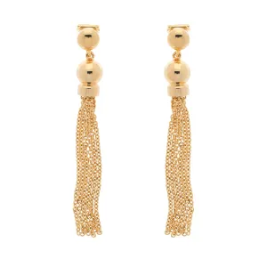 Gold Tassel Clip Earrings