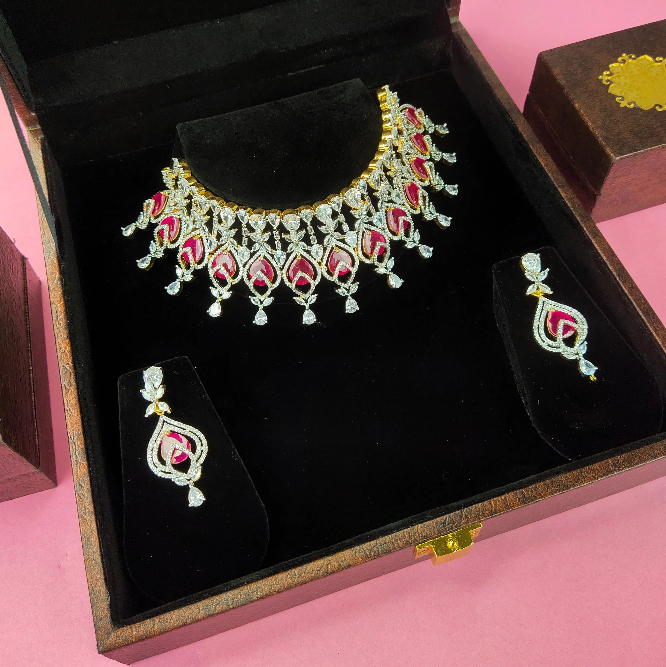 Grand American Diamond Choker Necklace Set By Asp Fashion Jewellery