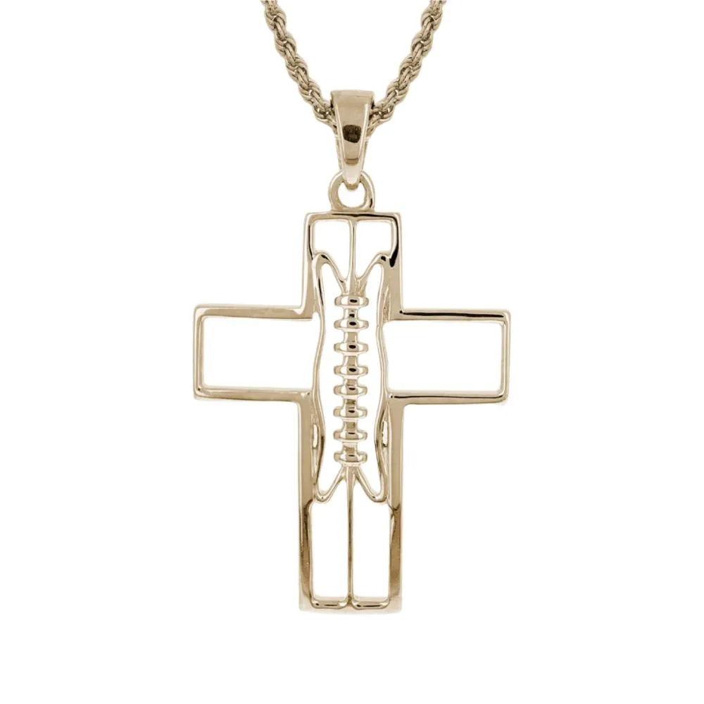 Gridiron Football Cross Necklace | Gold