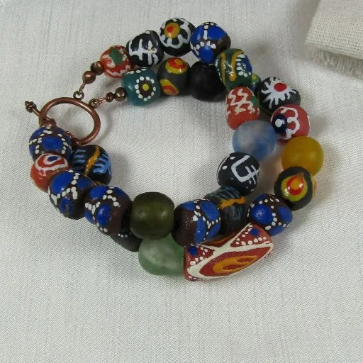 Handmade Bead Bracelet African Trade Beads Double Stranded