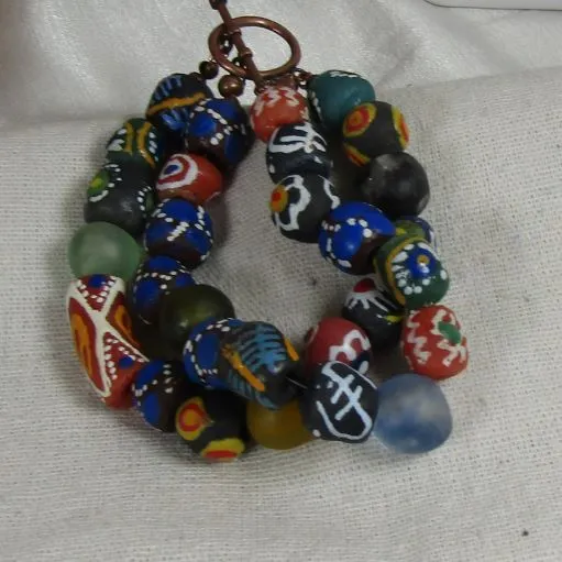 Handmade Bead Bracelet African Trade Beads Double Stranded