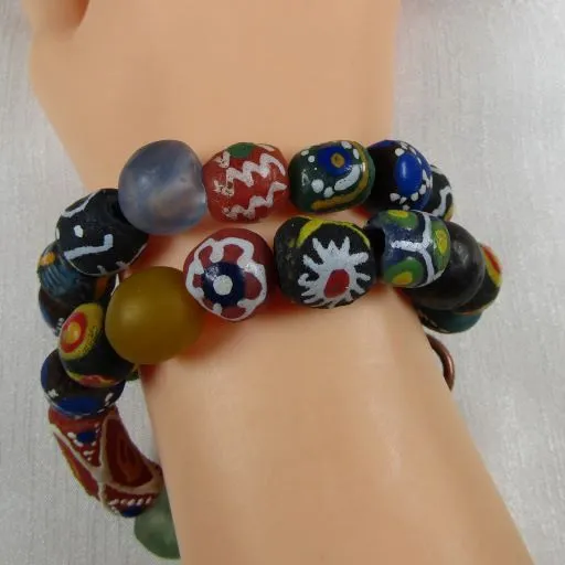 Handmade Bead Bracelet African Trade Beads Double Stranded