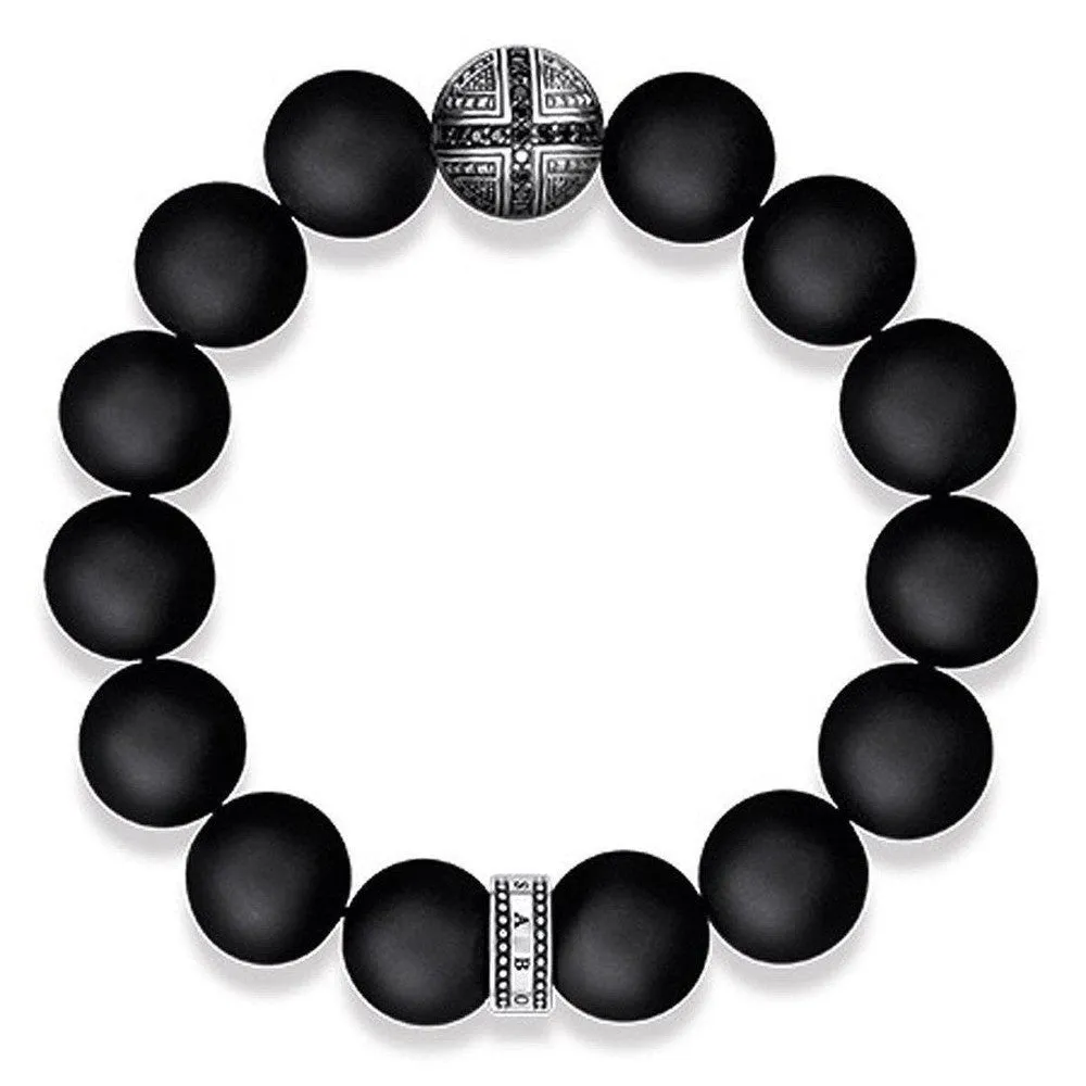 Honed Obsidian Bracelet with Cross