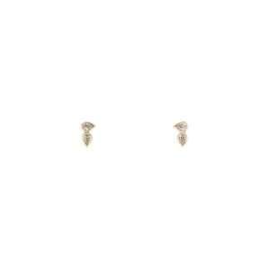 Horizontal Double Tear Drop Diamond Earrings