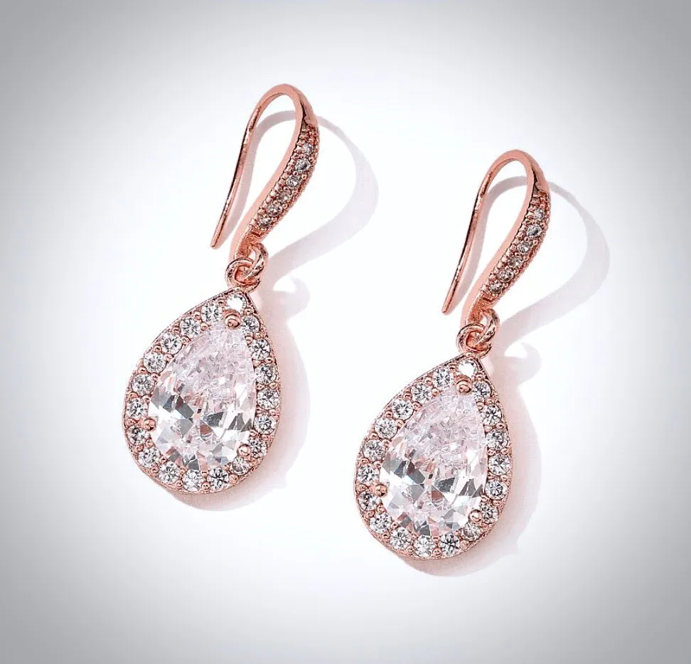 Isabel - Cubic Zirconia Bridal Earrings - Available in Silver, Rose Gold and Yellow Gold