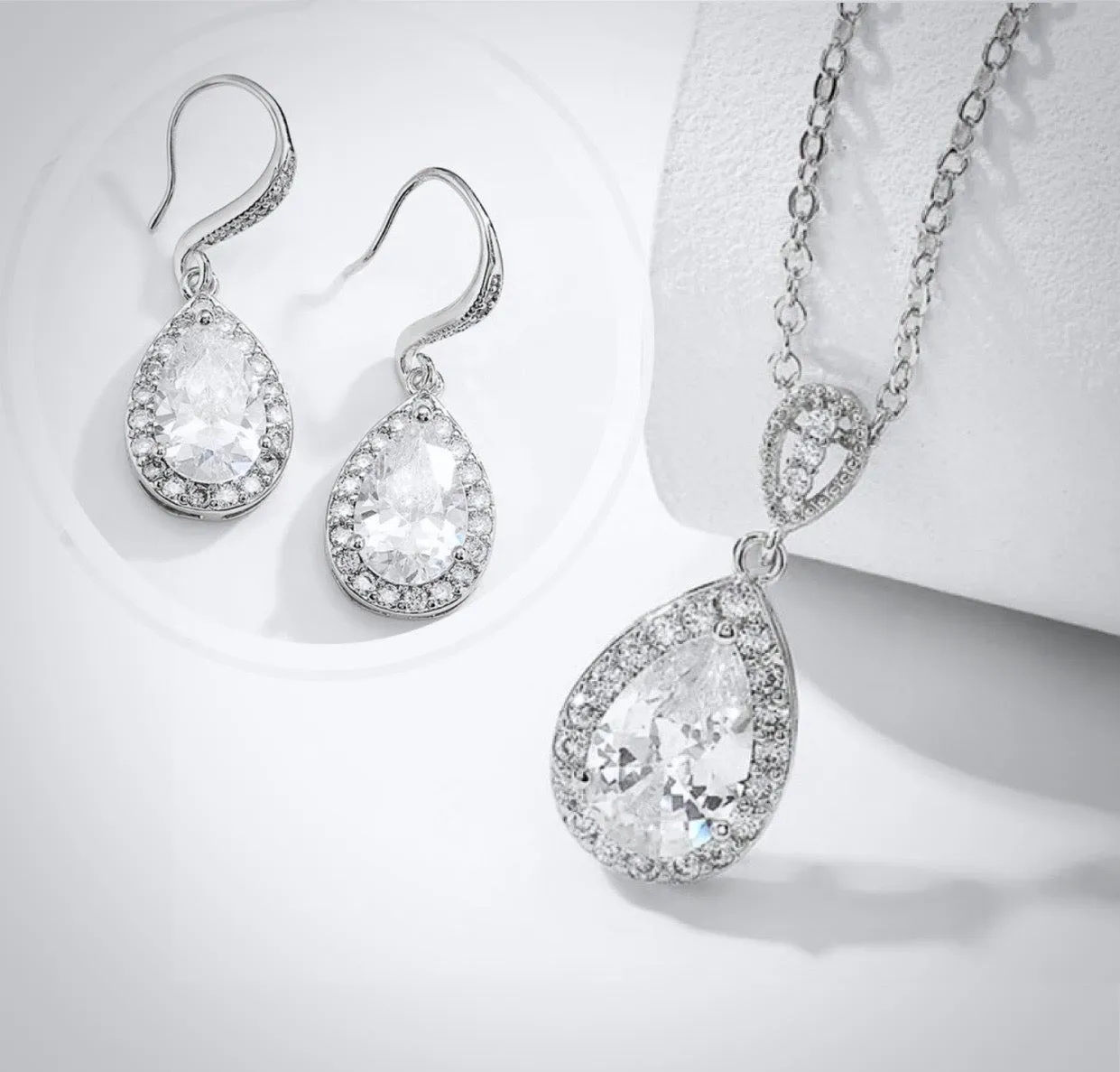 Isabel - Cubic Zirconia Bridal Earrings - Available in Silver, Rose Gold and Yellow Gold