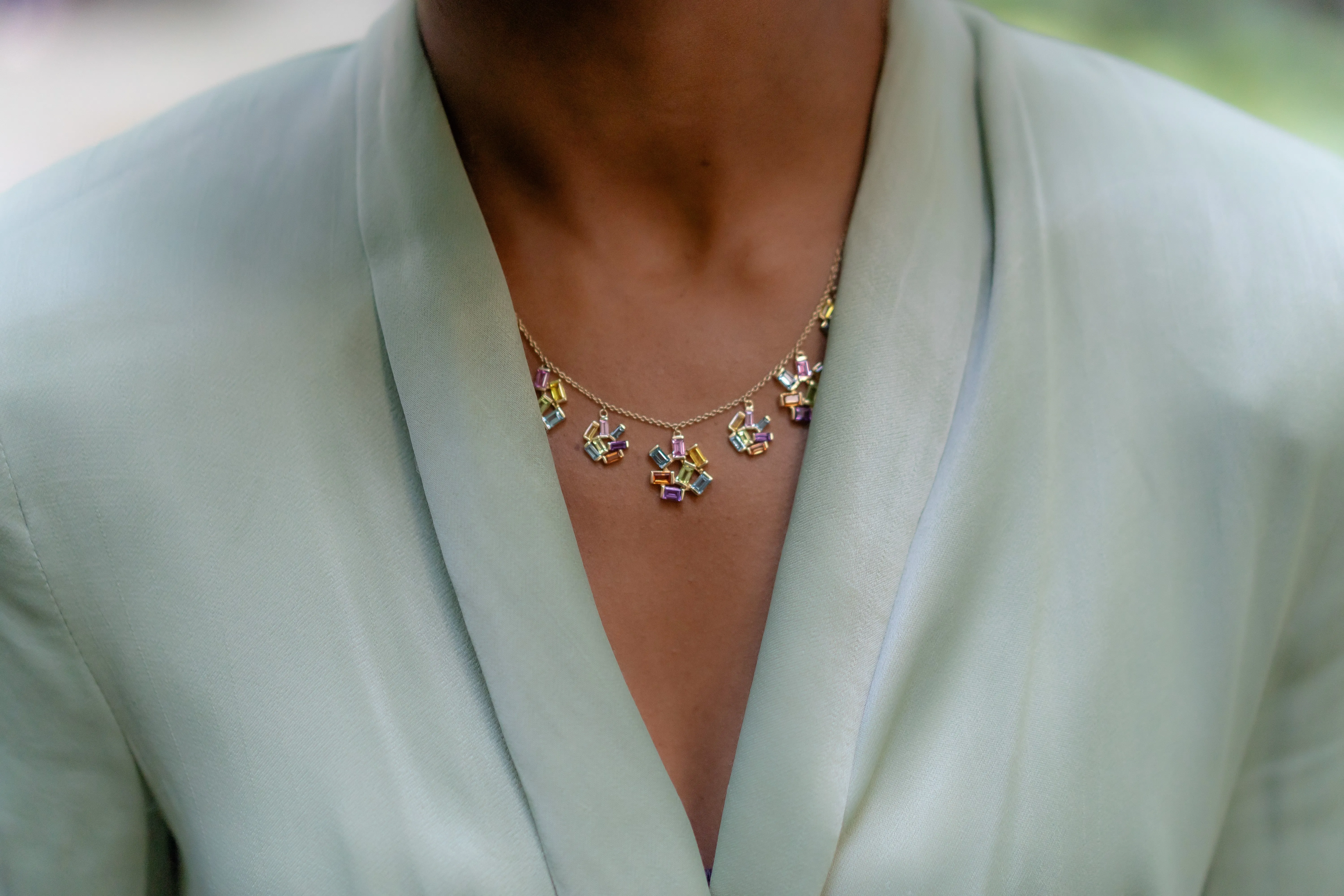 Jubilation Statement Necklace with Rainbow Gemstones