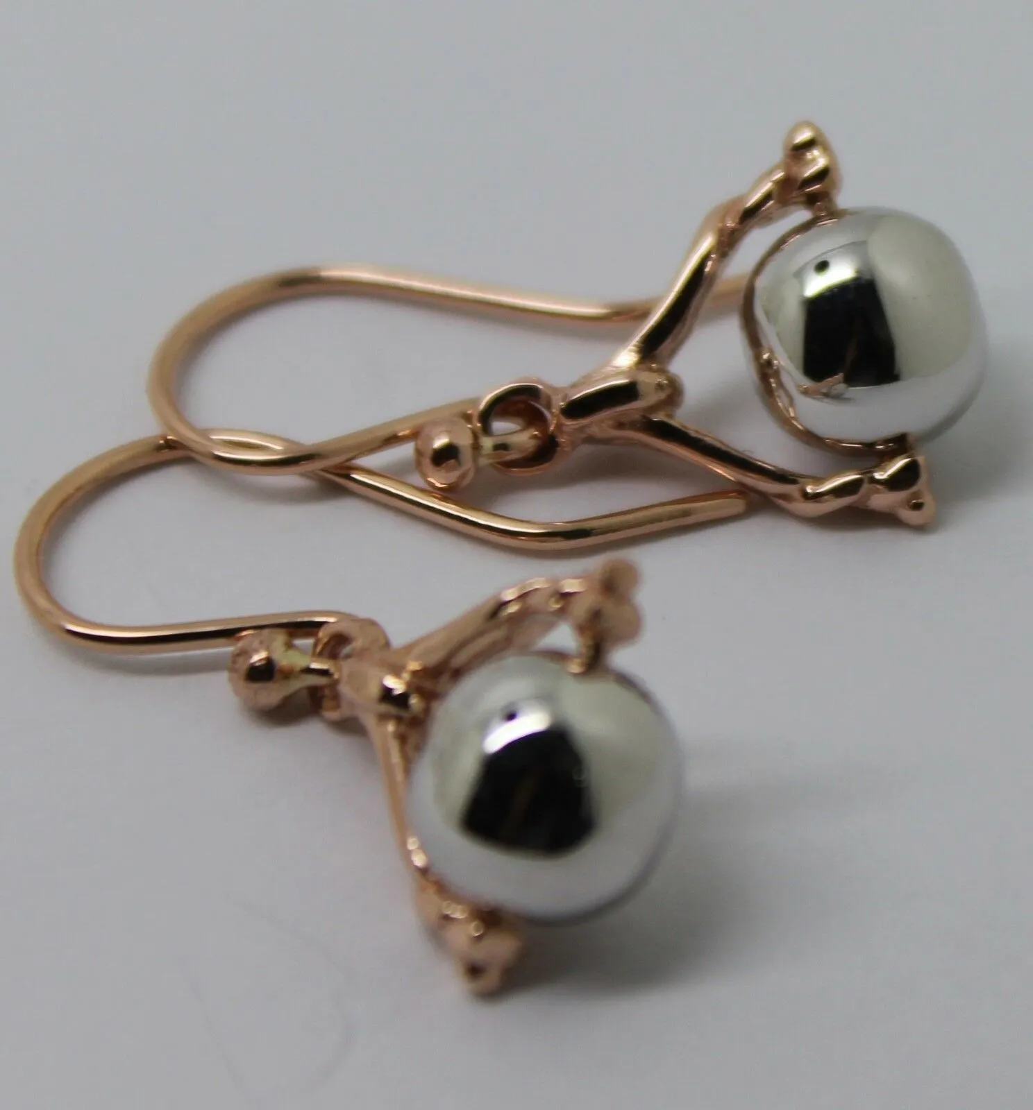 Kaedesigns New Genuine 9ct Solid Rose   White Gold Ball Spinner Earrings