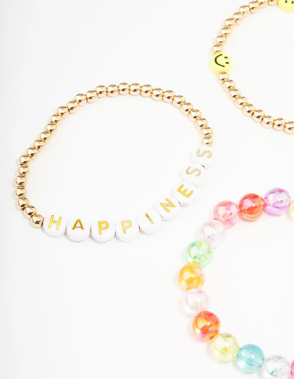 Kids Smiley Rainbow Stretchy Friendship Bracelet Pack