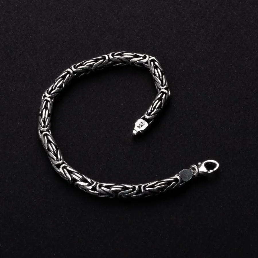 Kings Link Men's Bracelet 925 Sterling Silver 6mm Byzantine Chain