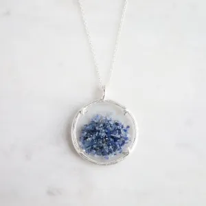 Large Shaker Birthstone Necklace - Silver / Sapphire