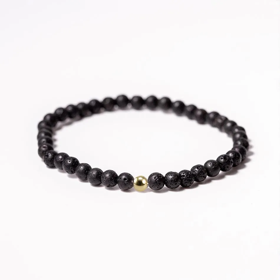 Lava Stone Gemstone Bracelet 4mm