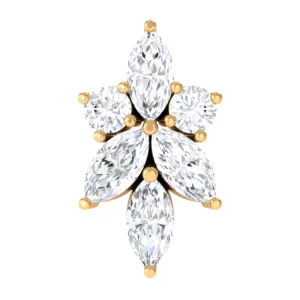 Marquise Diamond Cluster Flower Earring with Flat Back