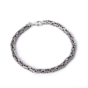 Men's Heavy Byzantine Bracelet 5 mm Solid Sterling Silver Kings Link