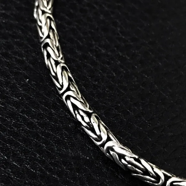 Men's Heavy Byzantine Bracelet 5 mm Solid Sterling Silver Kings Link