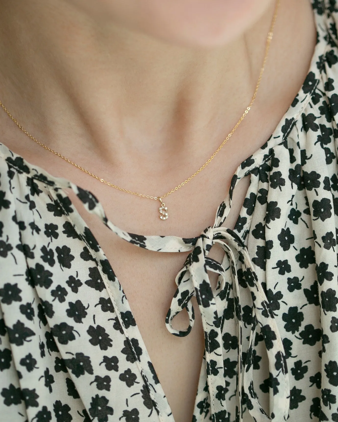 Mini Diamond Initial Necklace