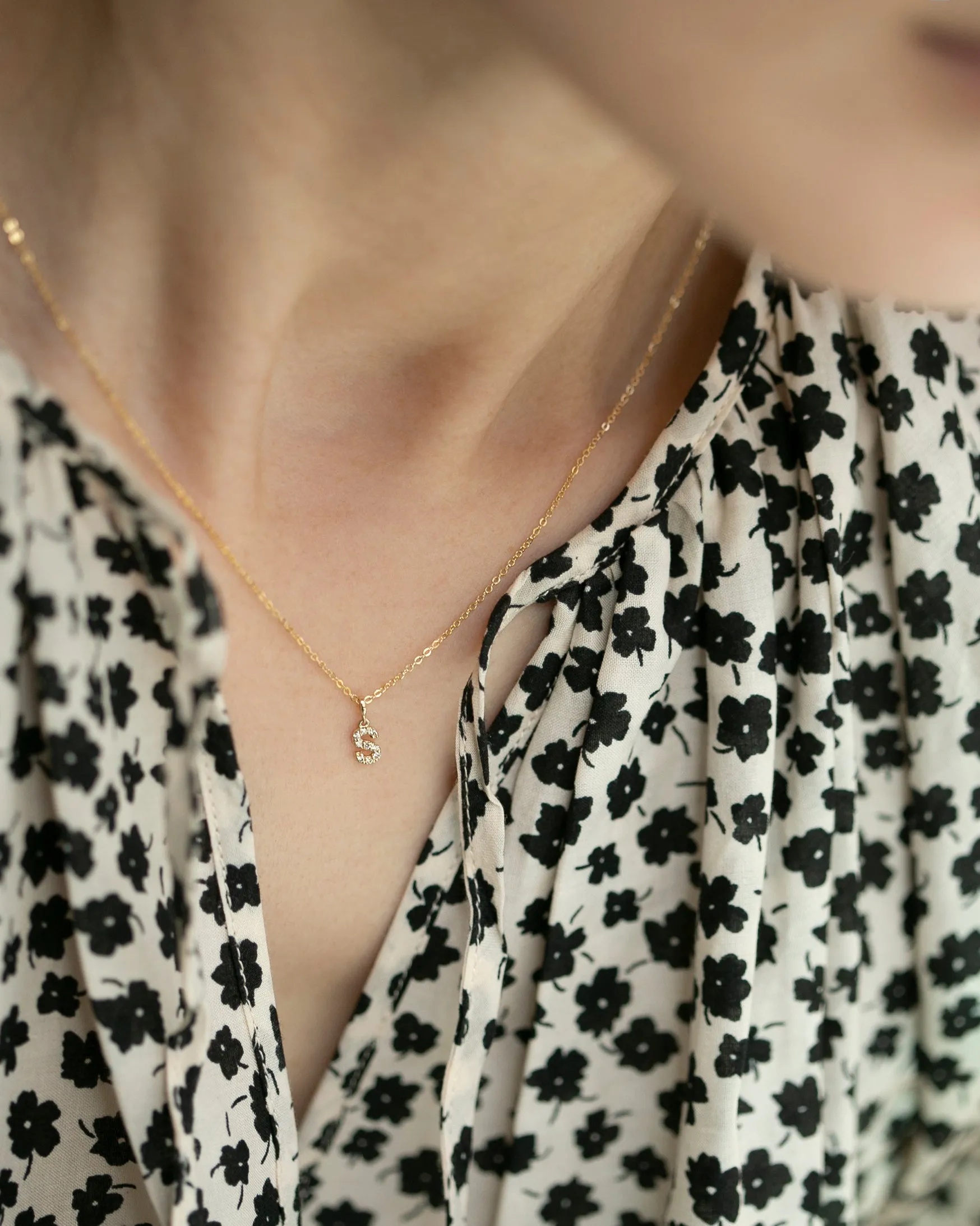 Mini Diamond Initial Necklace