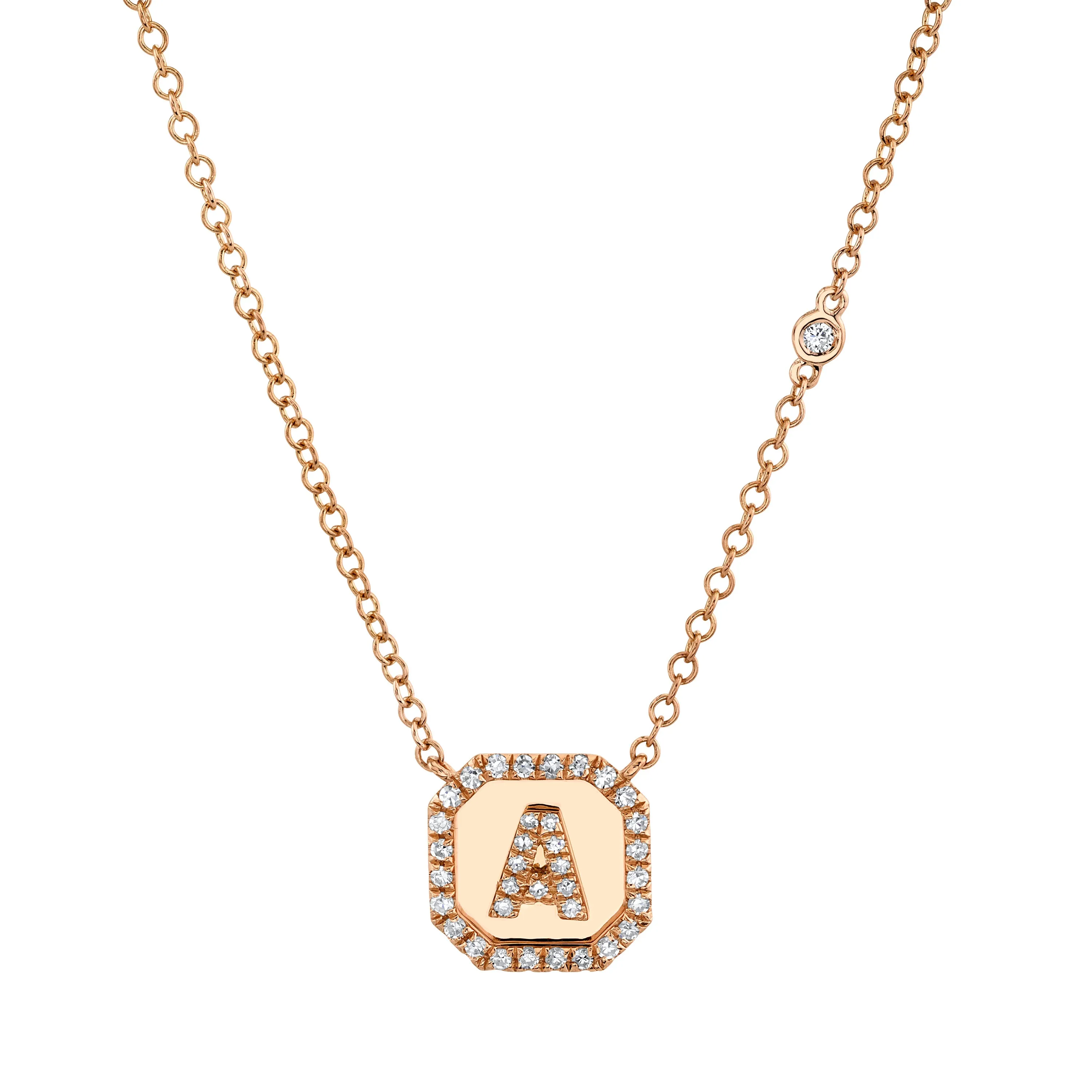 MINI ME DIAMOND PAVE INITIAL NAMEPLATE NECKLACE