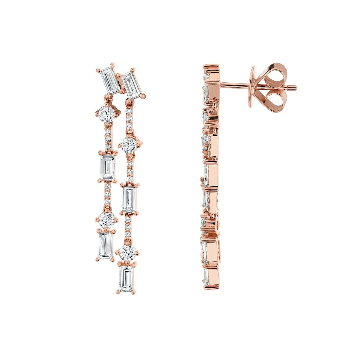 Montage Baguette Chandelier Pave Earrings