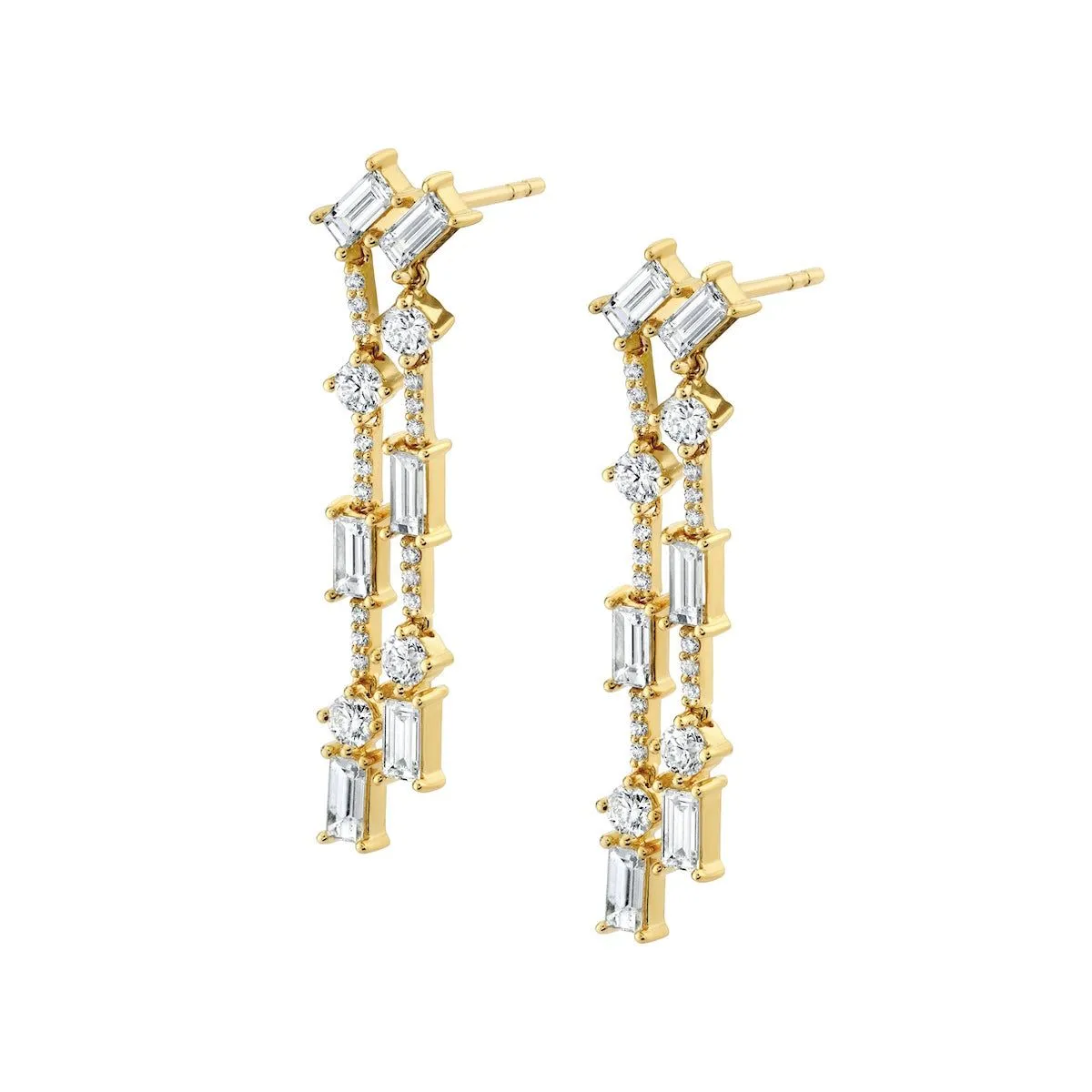 Montage Baguette Chandelier Pave Earrings