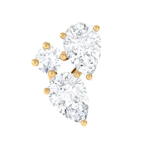 Natural Three Diamond Cluster Tragus Earring