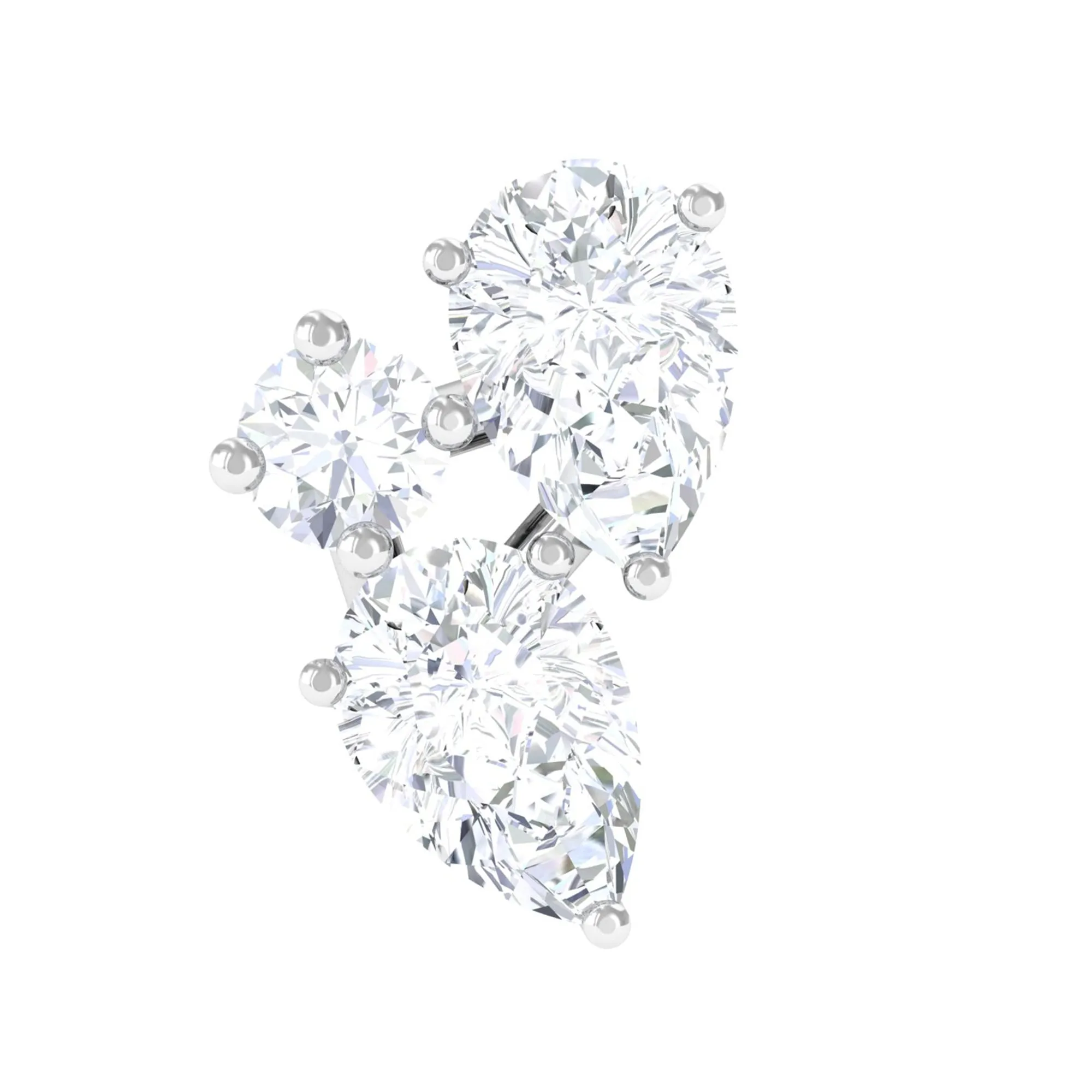 Natural Three Diamond Cluster Tragus Earring