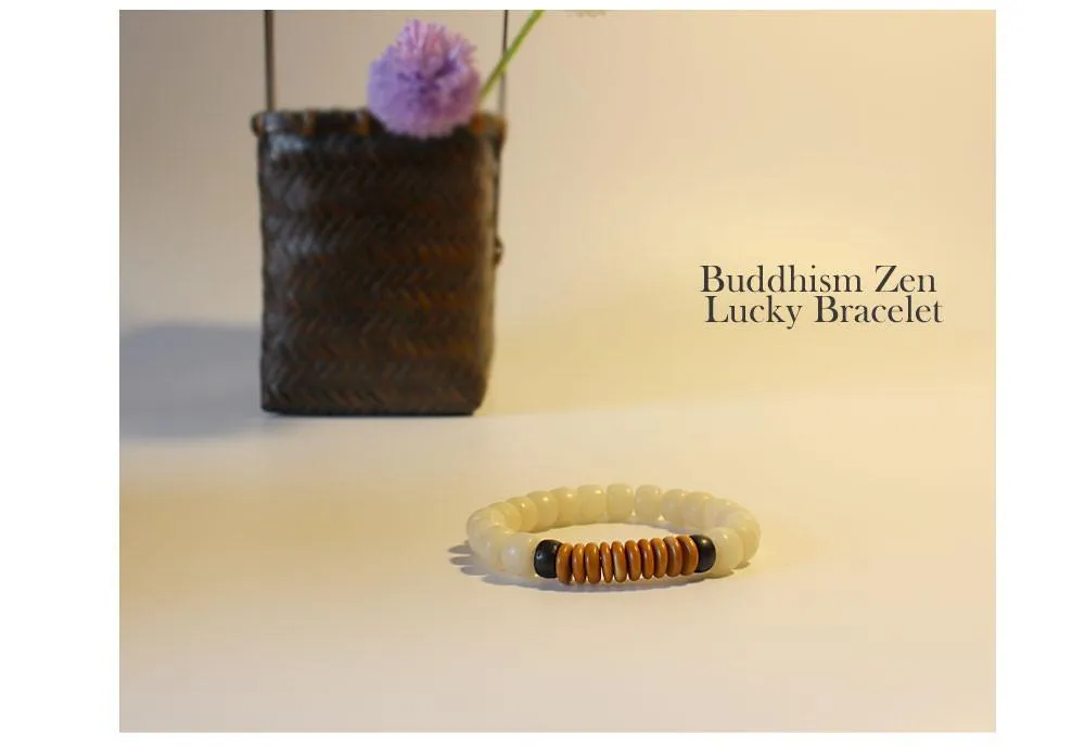 Natural White Bodhi Seed Coconut Shell Olive Nut Bracelet