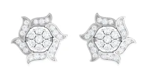 Nature Inspired Diamond Flower Stud Earrings