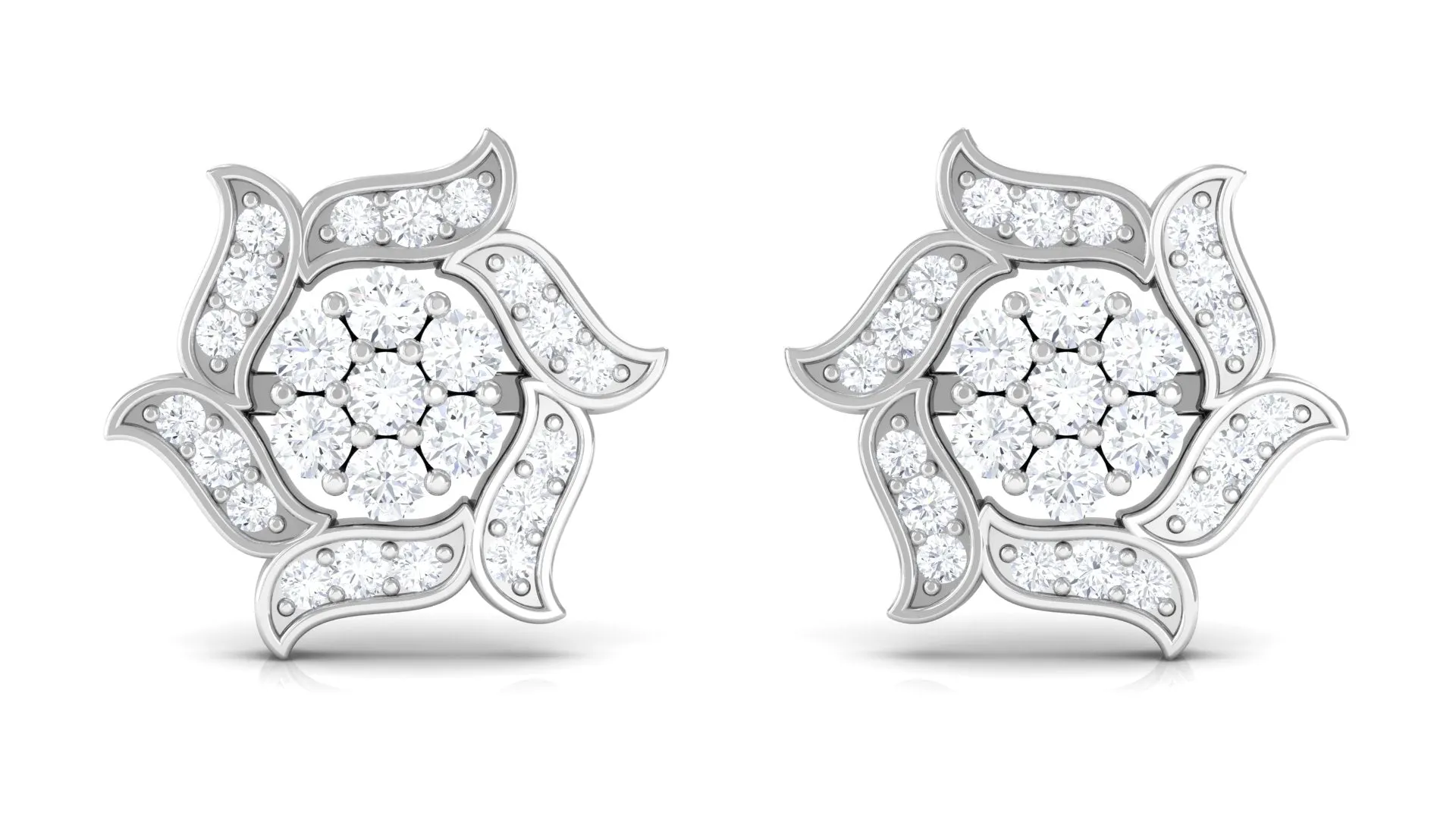 Nature Inspired Diamond Flower Stud Earrings