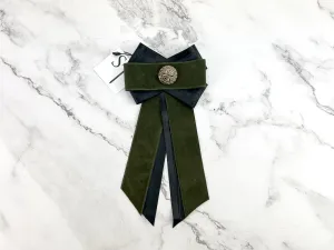 Olive Green and Black Ribbon Brooch JWY00036