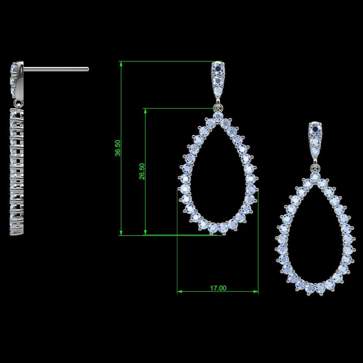 Open Diamond Drop Earrings