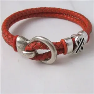 Orange Awareness Leather Braided Bracelet - Unisex