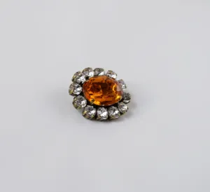 Orange Topaz Crystal Cluster Brooch