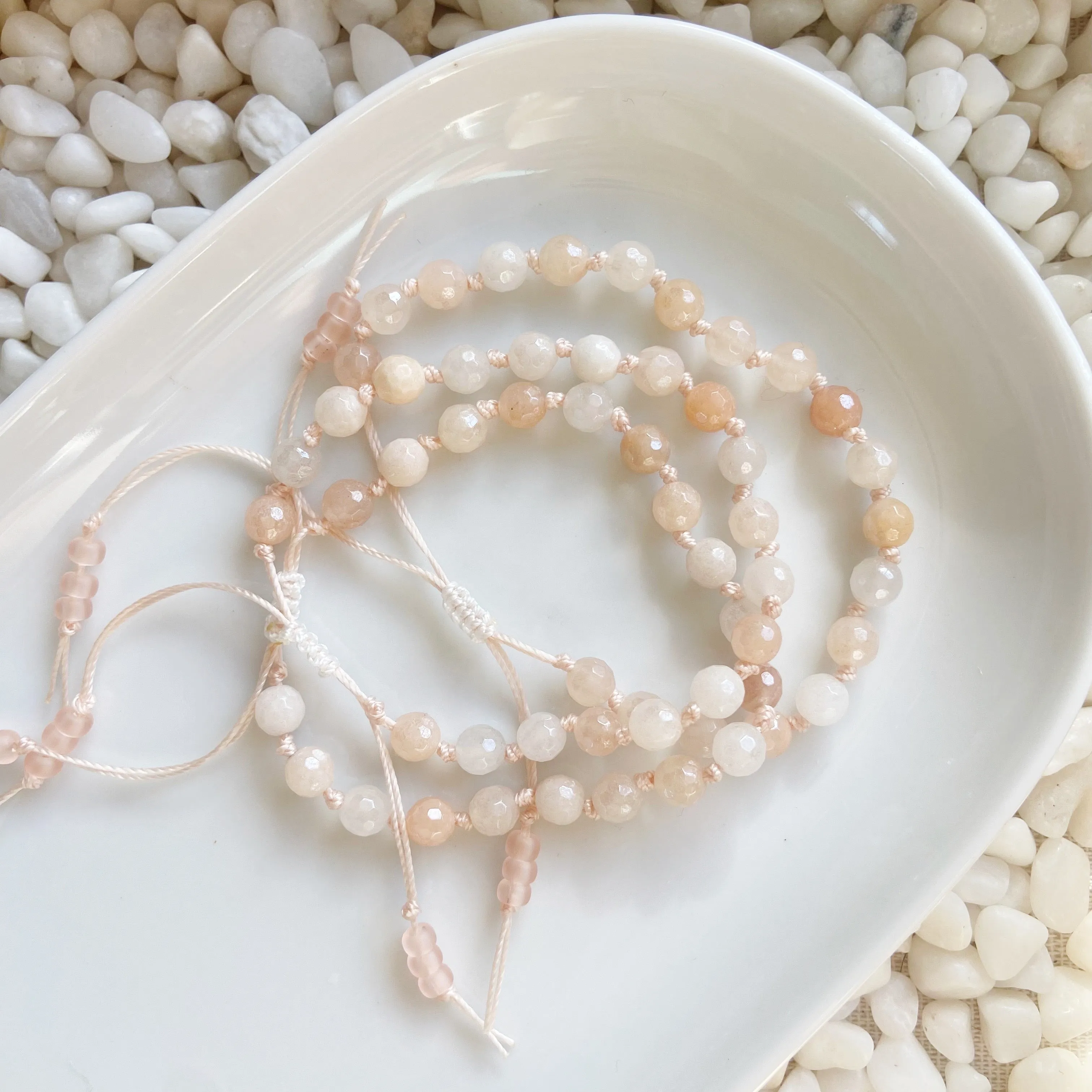 Peach Moonstone Knotted Gemstone Bracelet