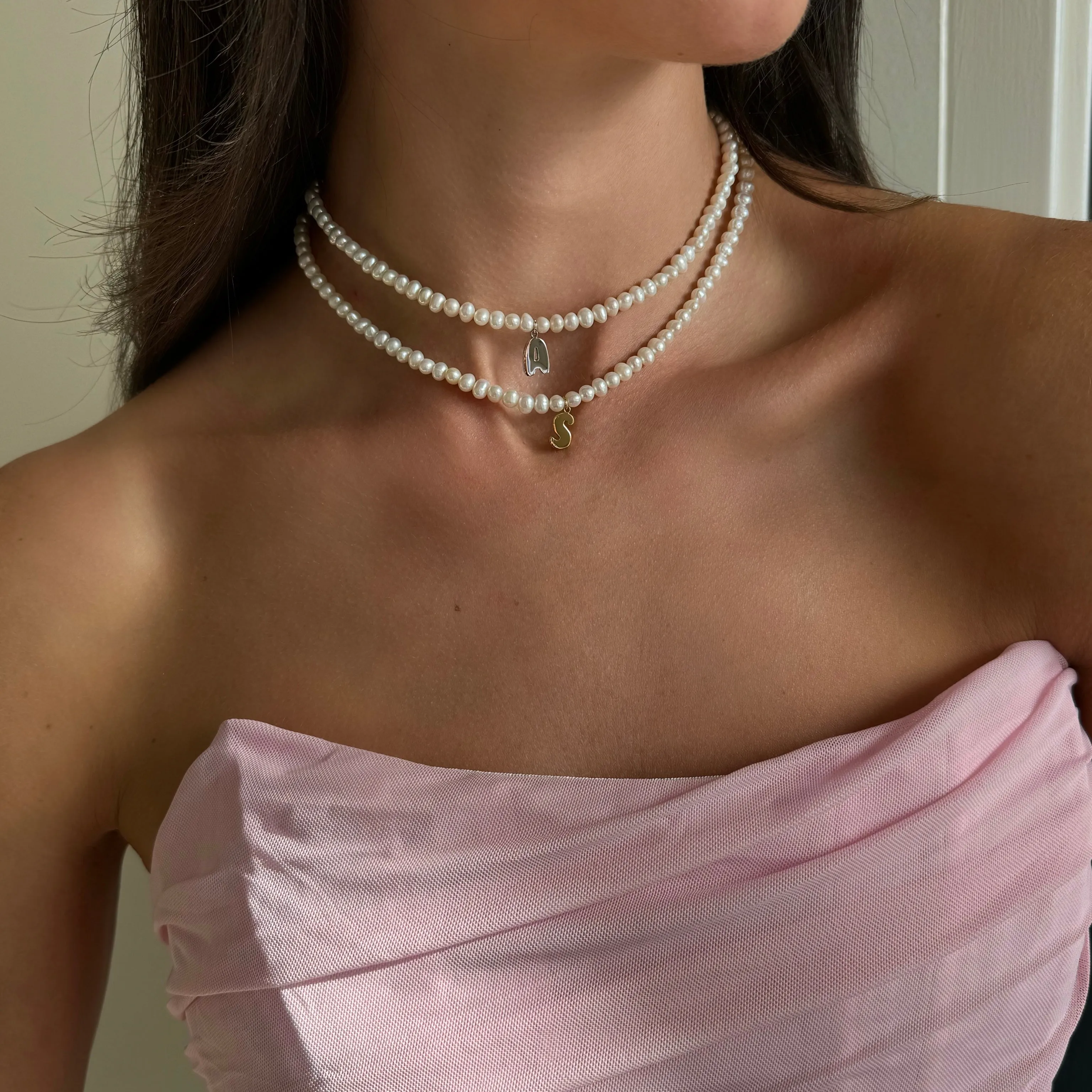 Pearl Bubble Name Necklace