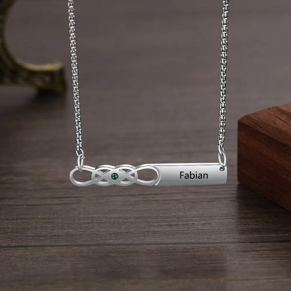 Personalized 1 Name 1 Stone Bar Necklace