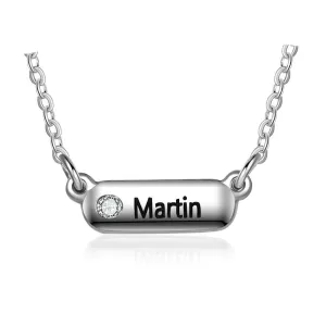 Personalized 1 Name 1 Stone Stainless Steel Pendant