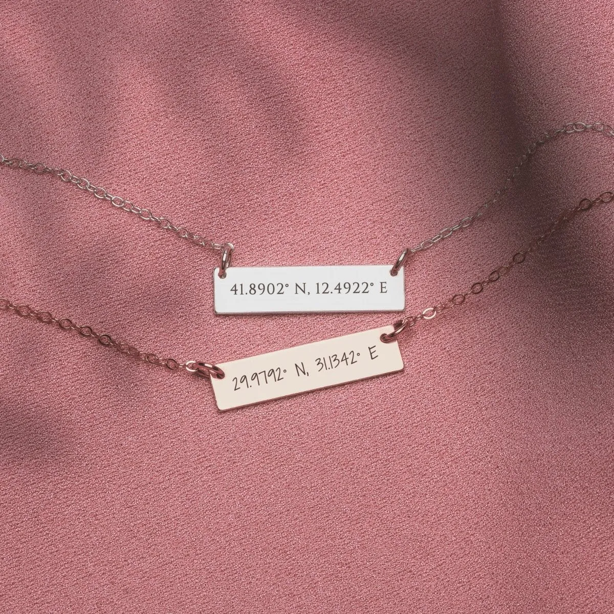 Personalized Coordinates Bar Necklace